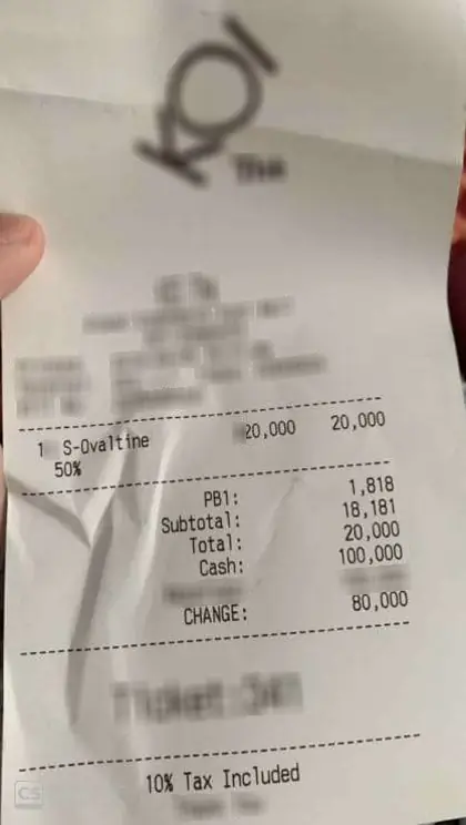 Scanned receipt validation/2 from the CORD-v2 dataset